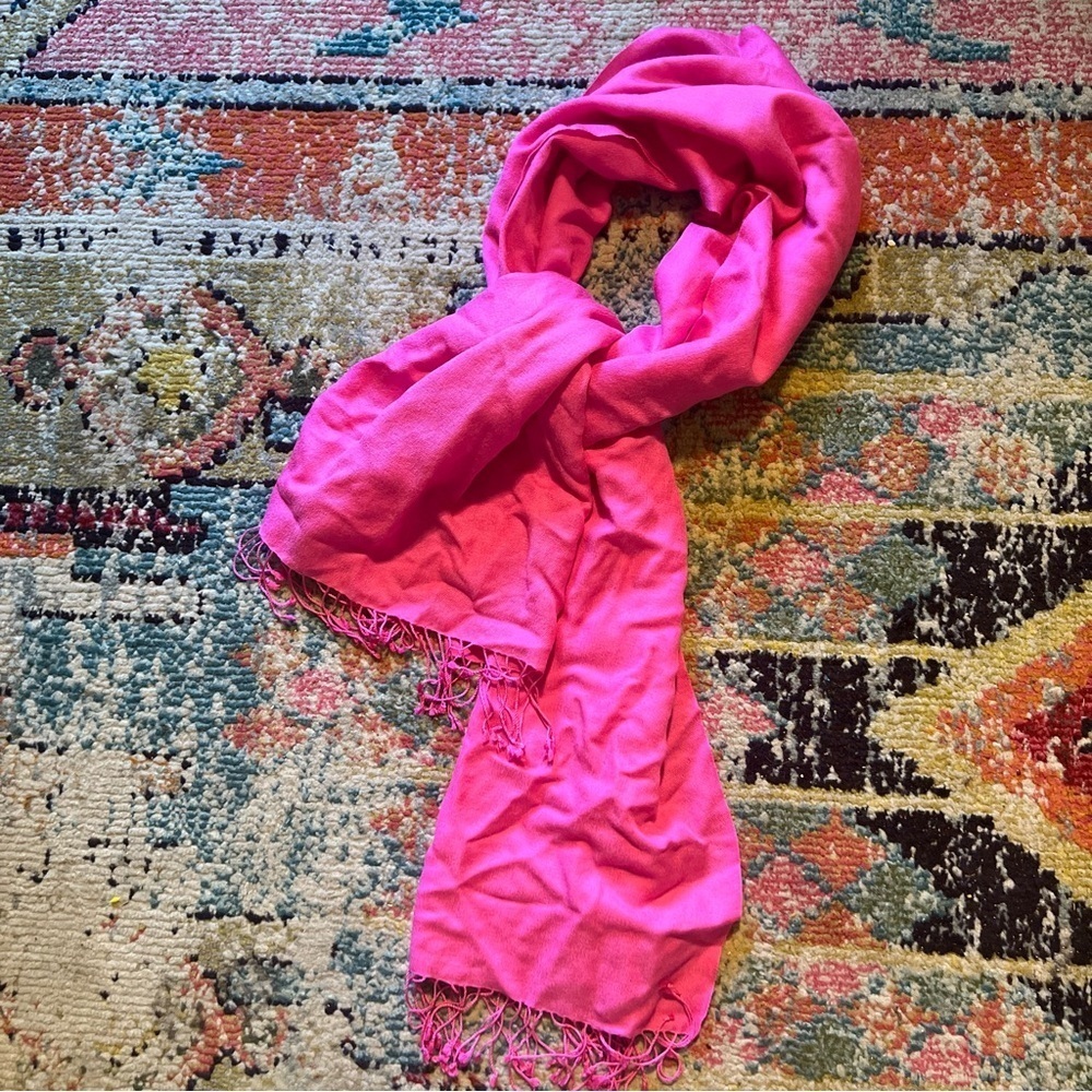 Vintage Pashmina Pink Silk Scarf Shawl Wraps Headscarf Women Gifts